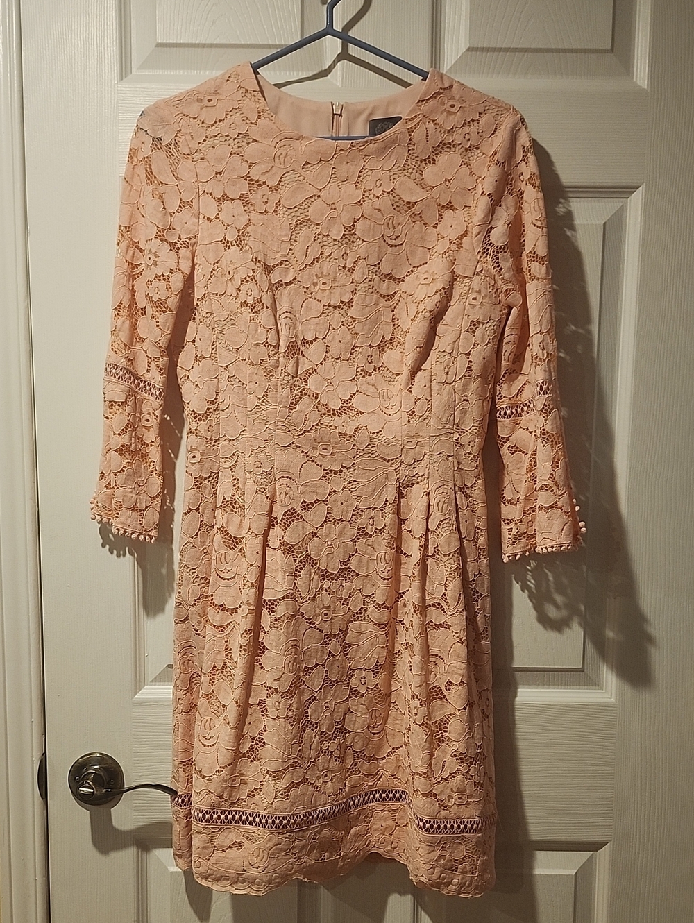Vince Camuto Blush Lace Long-Sleeve Fit & Flare Dress